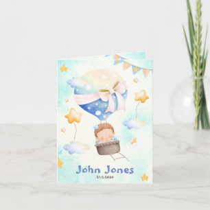 Birth announcement card boy - Hot air balloon boy