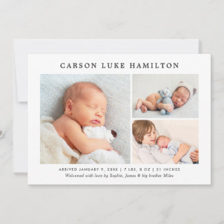 Birth Announcement Card | Classic Photo Collage