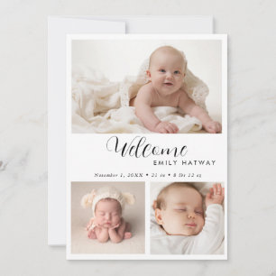 Birth Announcement Card Welcome Baby Photo Colla