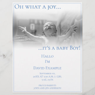 Birth announcement card with baby