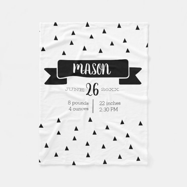 Birth announcement custom color blanket baby stat (Front)