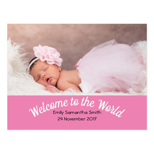Birth Announcement Custom Photo Baby Girl Postcard Zazzle Com