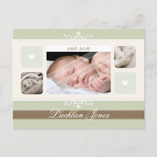BIRTH ANNOUNCEMENT :: flourish1 - boy Postcard