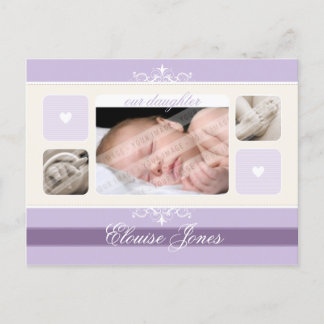 BIRTH ANNOUNCEMENT :: flourish1 - girl Postcard