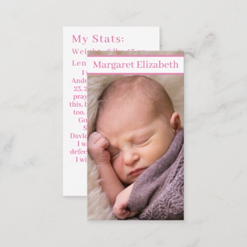 Birth Announcement for Her Calling Card