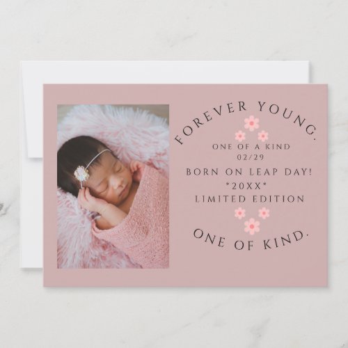 Birth Announcement for Leap day girl