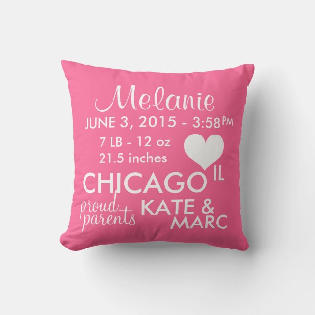 Birth Announcement Fully Customization Pillow (Front)