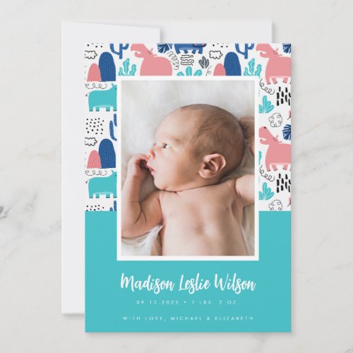 BIRTH ANNOUNCEMENT Fun Color Hippos