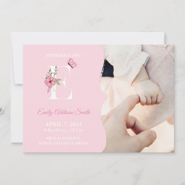 Birth Announcement Girl Initial E (Front)