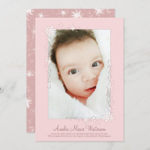 Birth Announcement Girl Vintage Pink