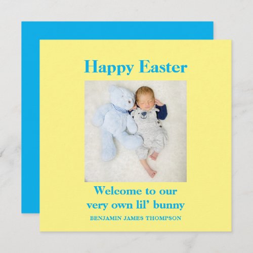 Birth Announcement Happy Easter Photo Boy card