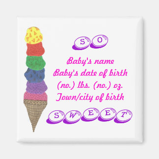 Birth announcement keepsake magnet