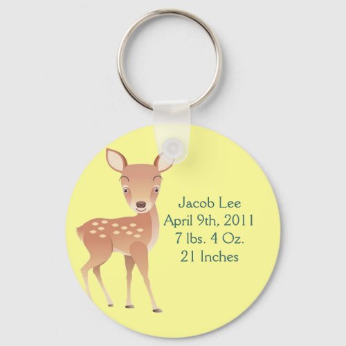 Birth Announcement Keychain Baby Deer