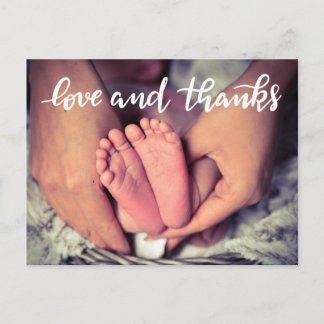 Birth Announcement Love And Thanks Script Photo