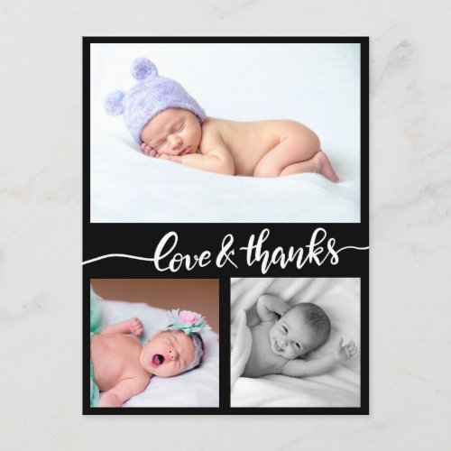 Birth Announcement Love And Thanks Three Photos Postcard