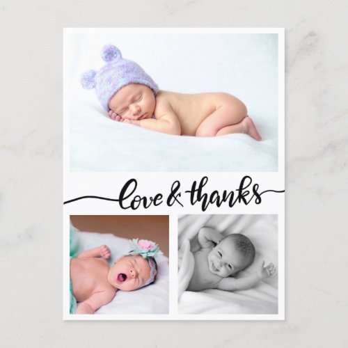 Birth Announcement Love And Thanks Three Photos Postcard