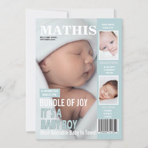 Birth Announcement Magazine Cover 3 Photos