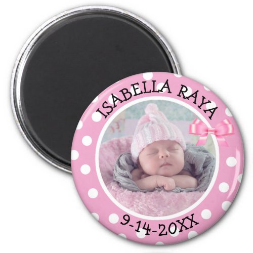 Birth Announcement Magnet for Baby Girl