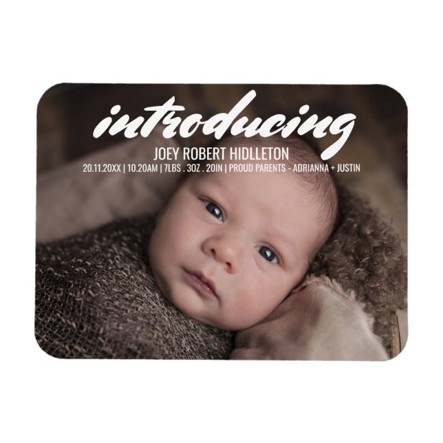 Birth Announcement Modern Typography Magnet (Horizontal)