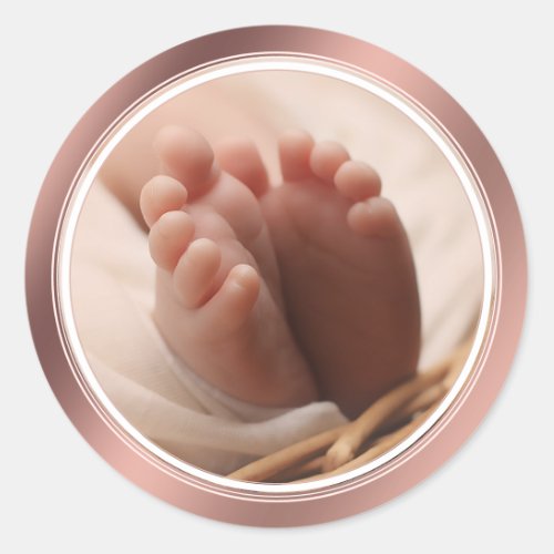 Birth Announcement New Baby tiny feet Pink Seal   