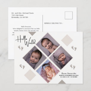 birth announcement newborn simple with photo postcard