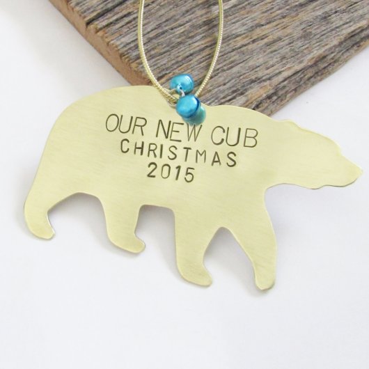 Birth Announcement “Our New Cub” New Baby Ornament (Front)