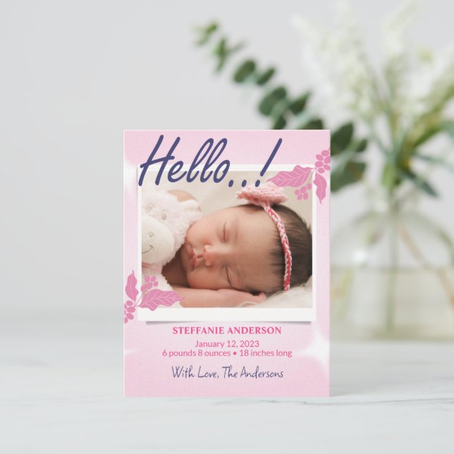 Birth Announcement Personalize Card (Standing Front)