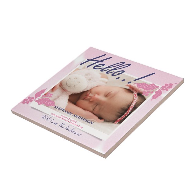 Birth Announcement Personalize Ceramic Tile (Side)