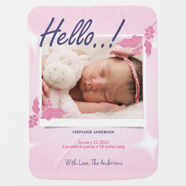 Birth Announcement Personalized Baby Blanket (Front)