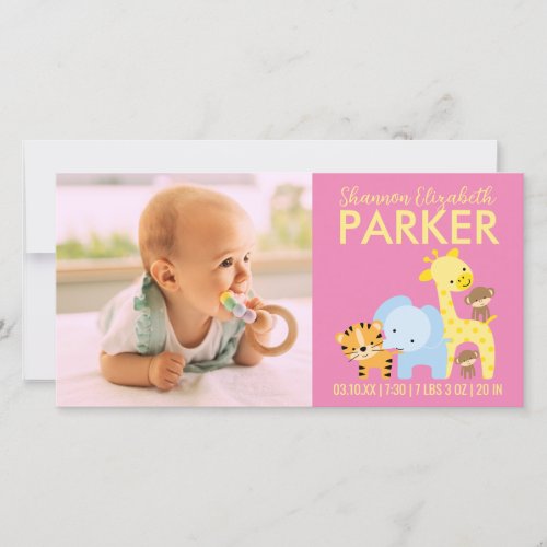 Birth Announcement Photo Cards Pink