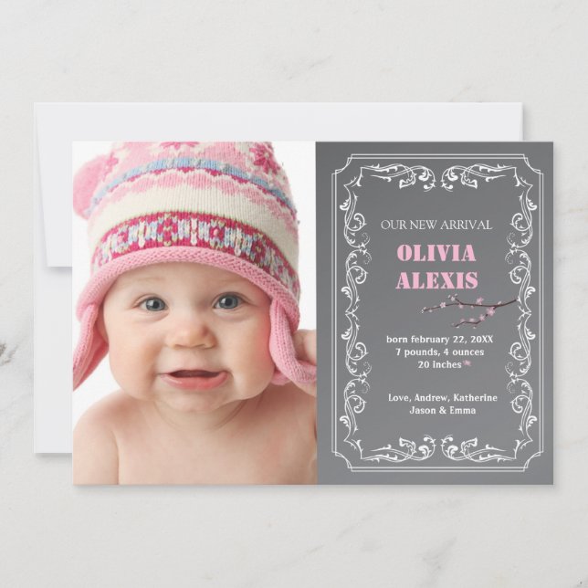 Birth Announcement Photo Chalkboard (Front)