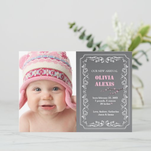 Birth Announcement Photo Chalkboard Zazzle
