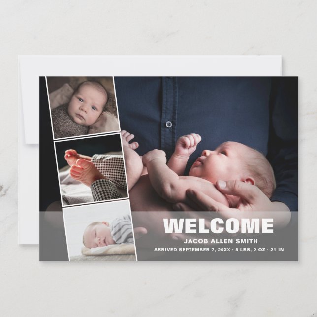 Birth Announcement Photo Collage|Four Photos (Front)