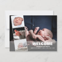 Birth Announcement Photo Collage|Four Photos Postc Postcard