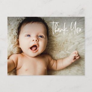 Birth Announcement Photo Handlettering Thank you Postcard