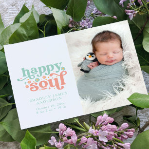 Birth Announcement Photo Postcard   Happy Soul