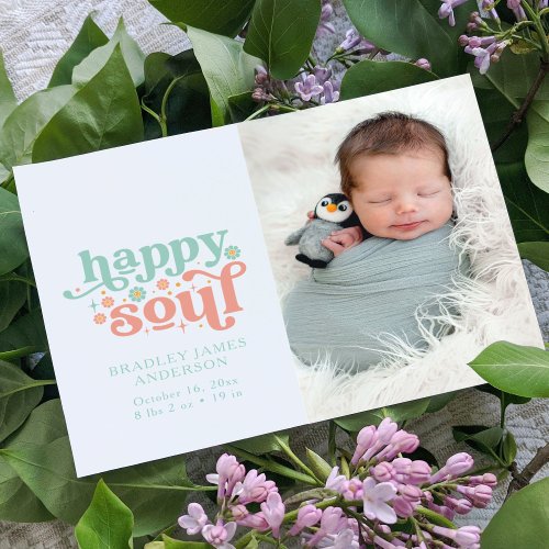 Birth Announcement Photo Postcard  Happy Soul