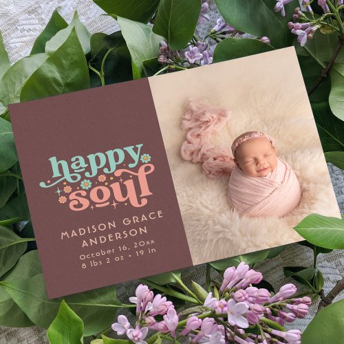 Birth Announcement Photo Postcard  Happy Soul