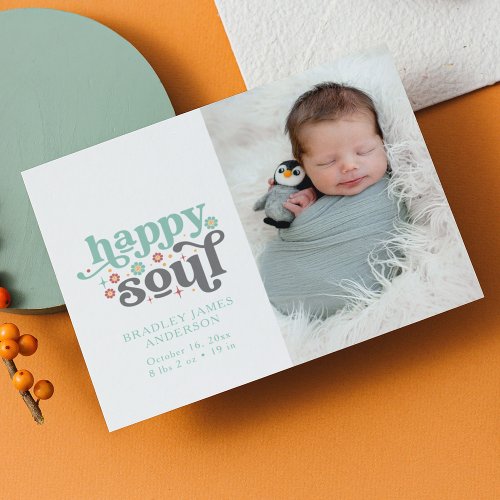 Birth Announcement Photo Postcard  Happy Soul