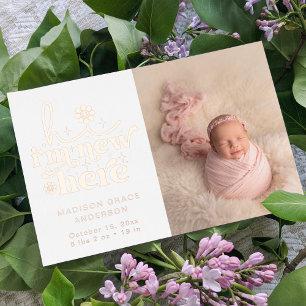 Birth Announcement Photo Postcard   I'm New Here