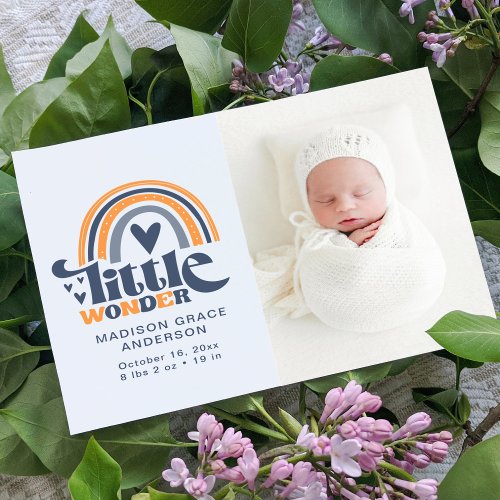 Birth Announcement Photo Postcard  Little Wonder