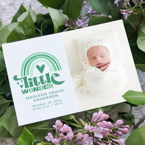 Birth Announcement Photo Postcard  Little Wonder