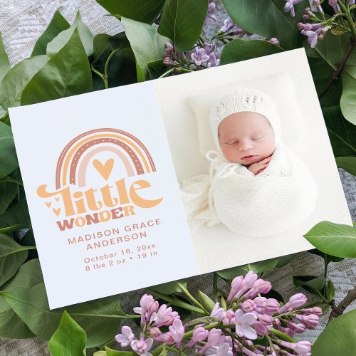 Birth Announcement Photo Postcard  Little Wonder