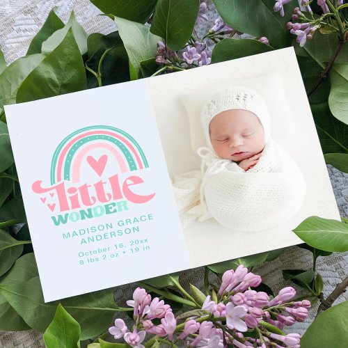 Birth Announcement Photo Postcard  Little Wonder