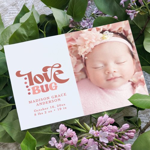 Birth Announcement Photo Postcard  Love Bug