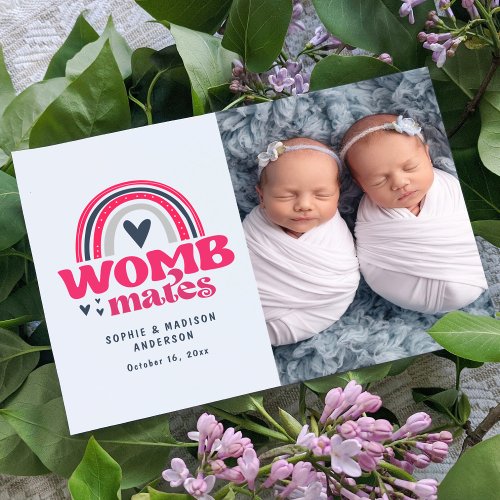 Birth Announcement Photo Postcard  Womb Mates