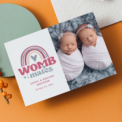 Birth Announcement Photo Postcard  Womb Mates