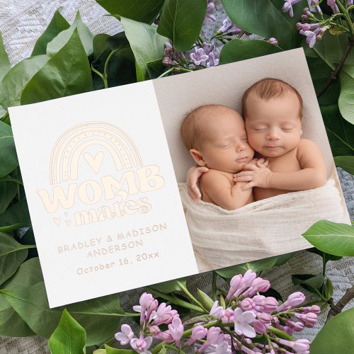 Birth Announcement Photo Postcard Womb Mates Foil