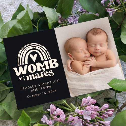 Birth Announcement Photo Postcard Womb Mates Foil