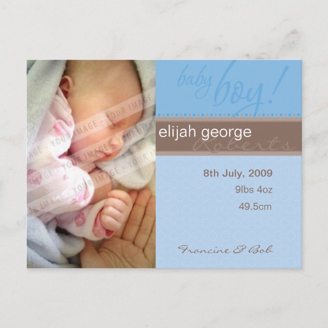 BIRTH ANNOUNCEMENT :: sheer joy - boy (Front)